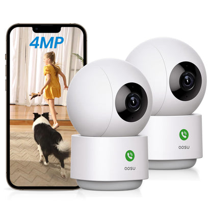 Cámara de seguridad aosu 2K para interiores, monitor de bebés y mascotas